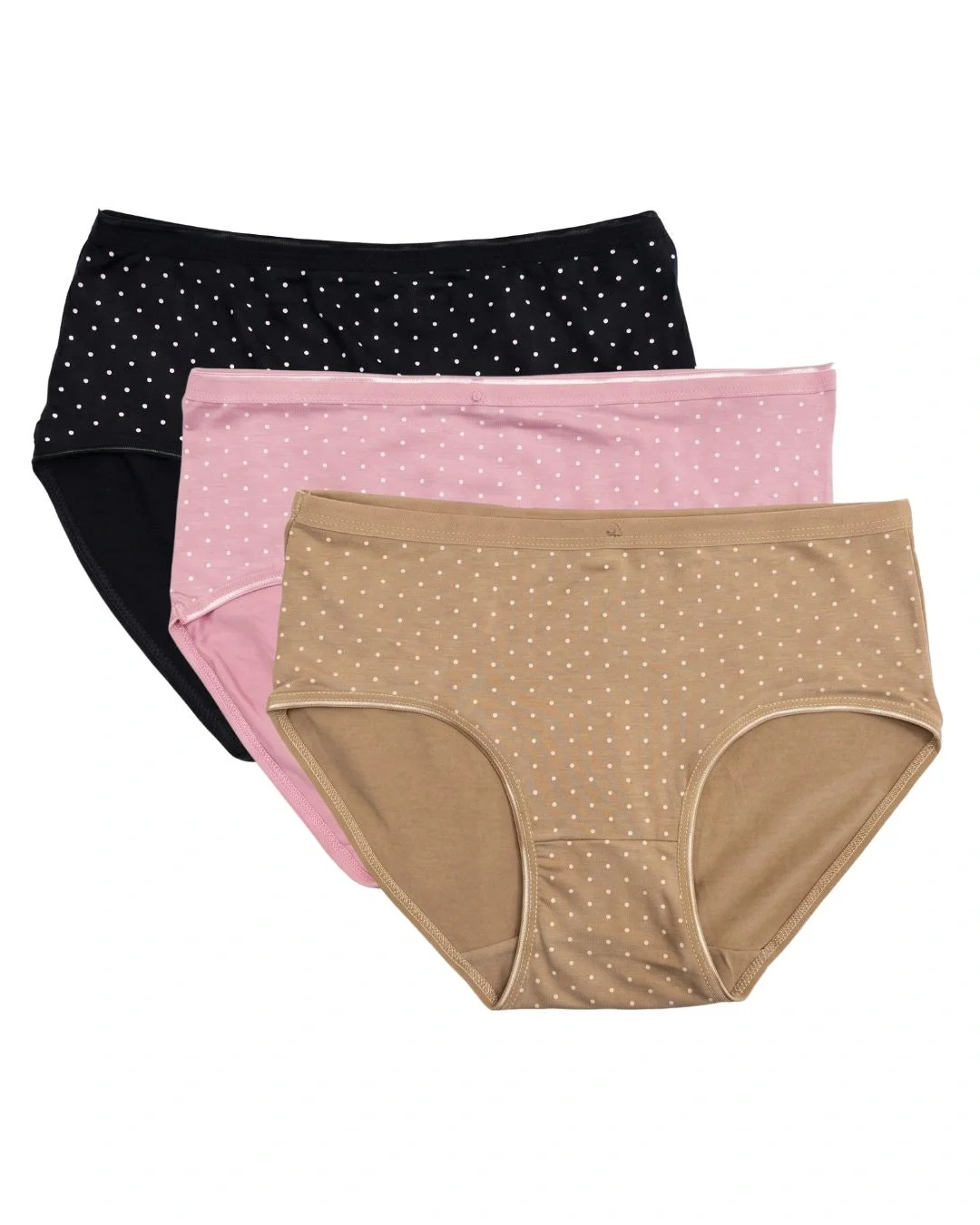 Dotelle Polka Dot Cotton High Waist Briefs - Pack of 3
