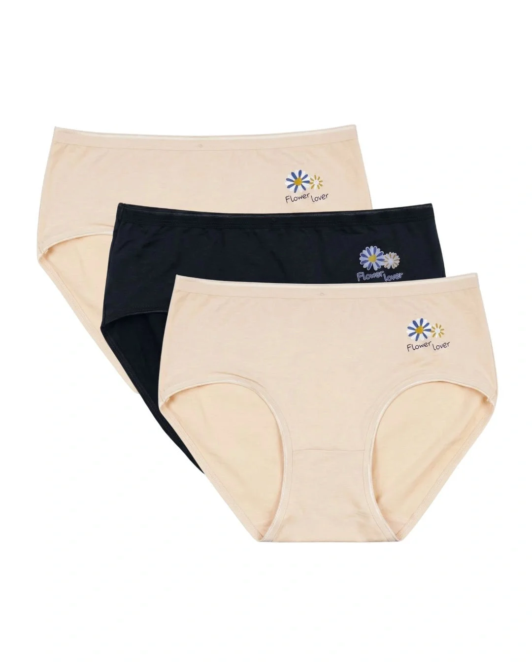 Flovier Daisy Graphic Cotton High Waist Briefs - Pack of 3