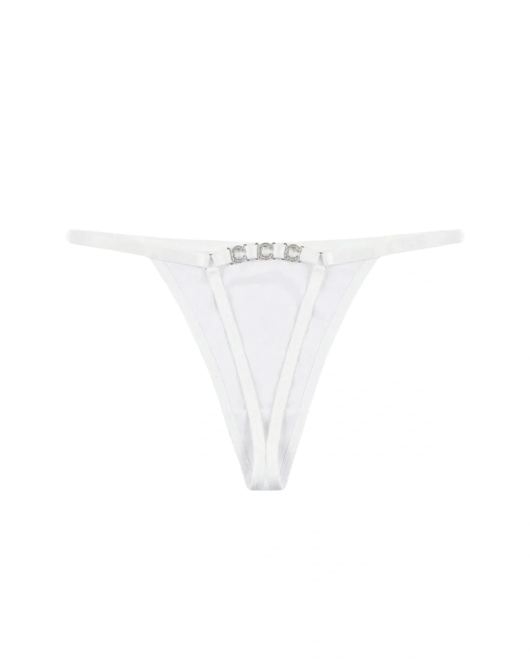 Luxe Chain Thong Panty with Metallic Link Detail - White