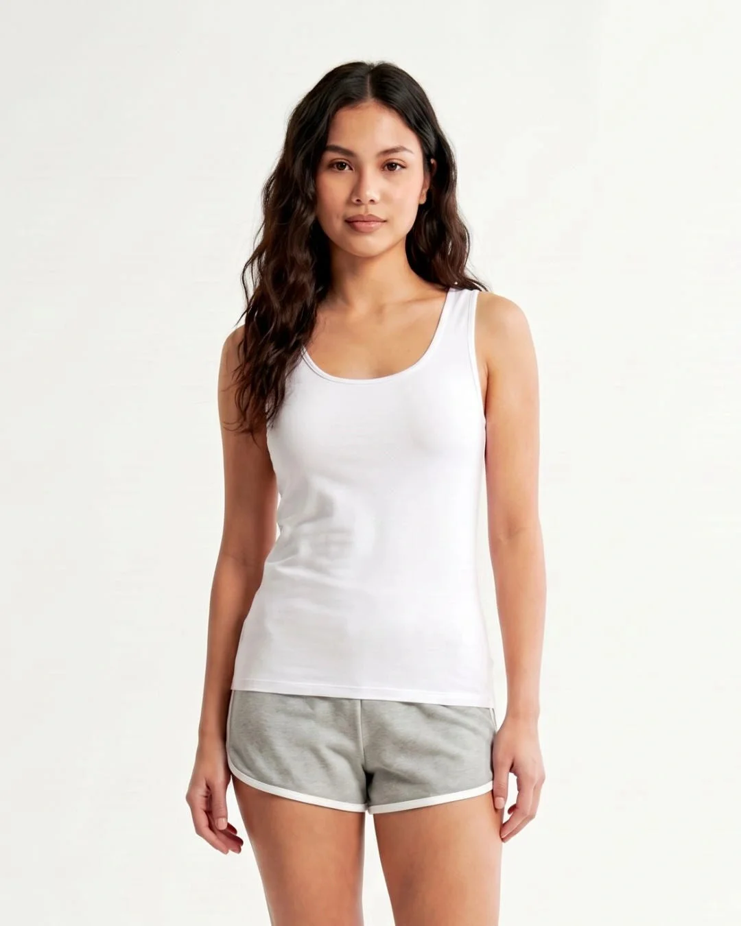 Soft Cotton Wide Strap Tank Camisole - White