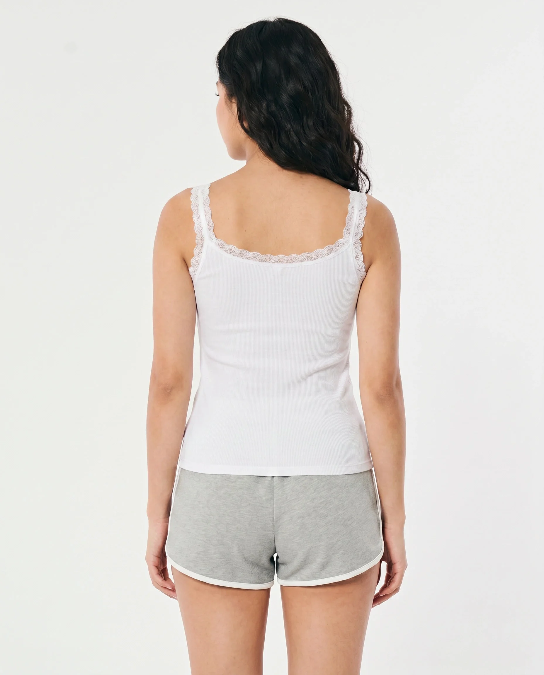 Lacen Soft Cotton Camisole with Lace Neckline - White