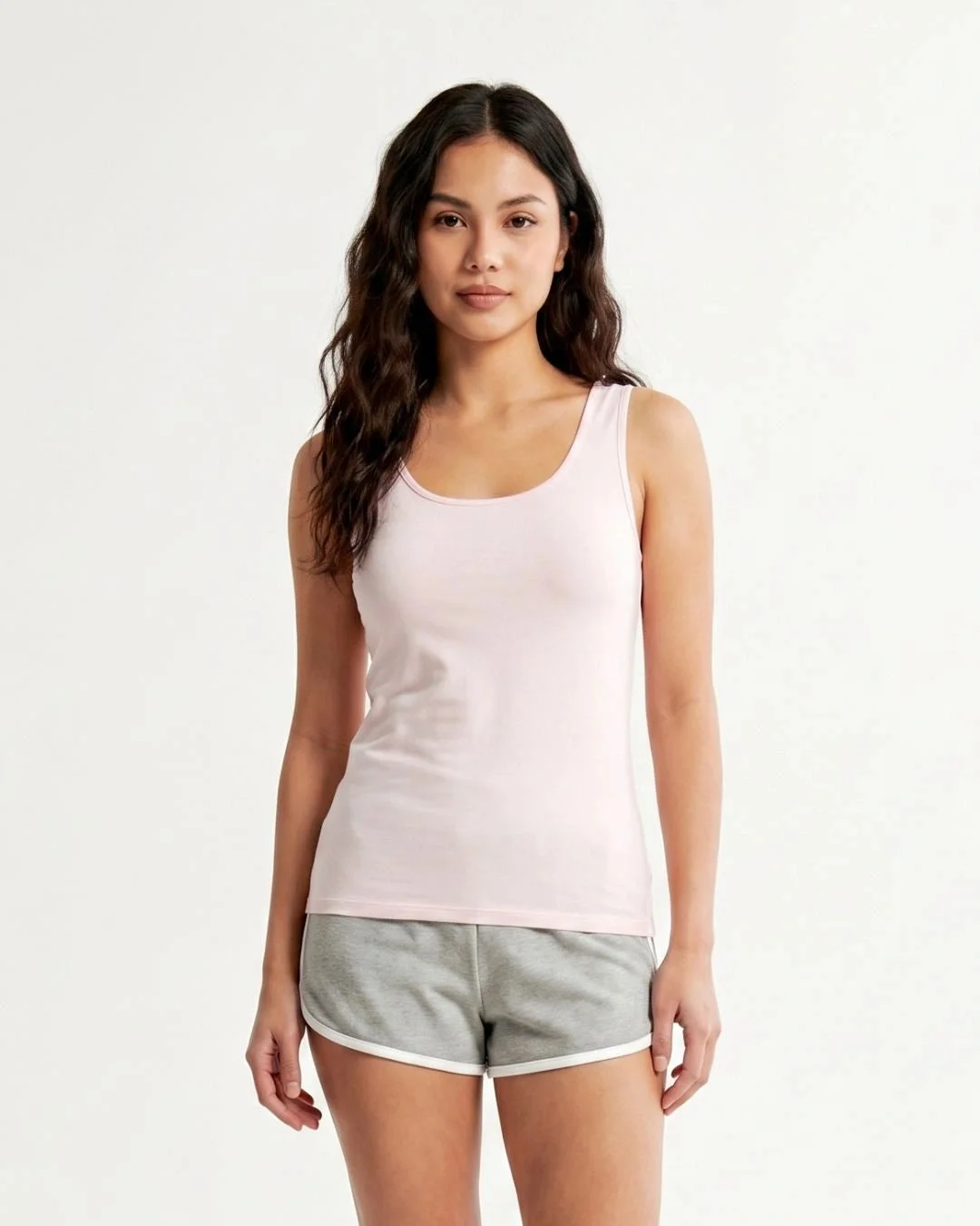 Soft Cotton Wide Strap Tank Camisole - Pink