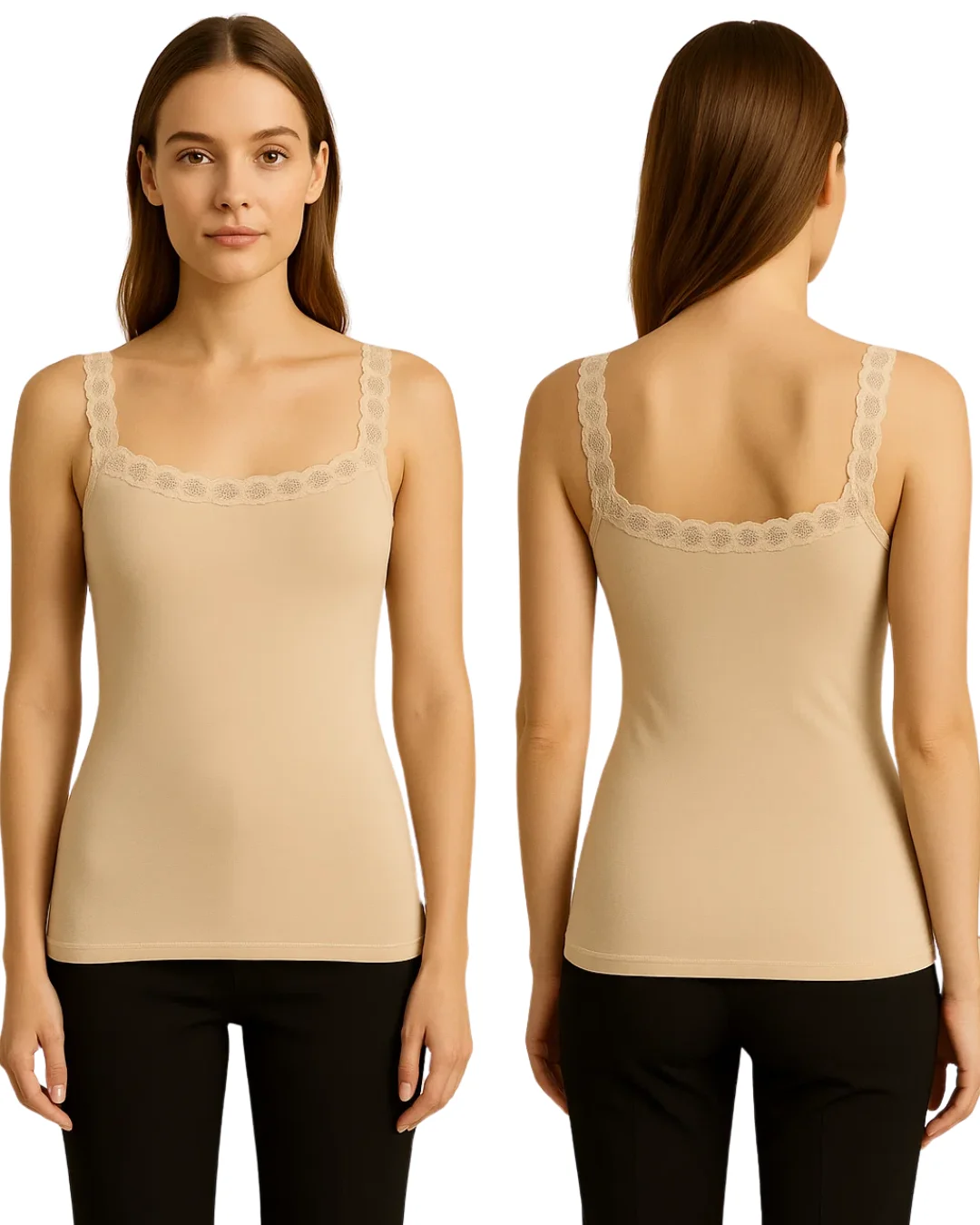 Lunora Square Neck Lace Camisole for Women