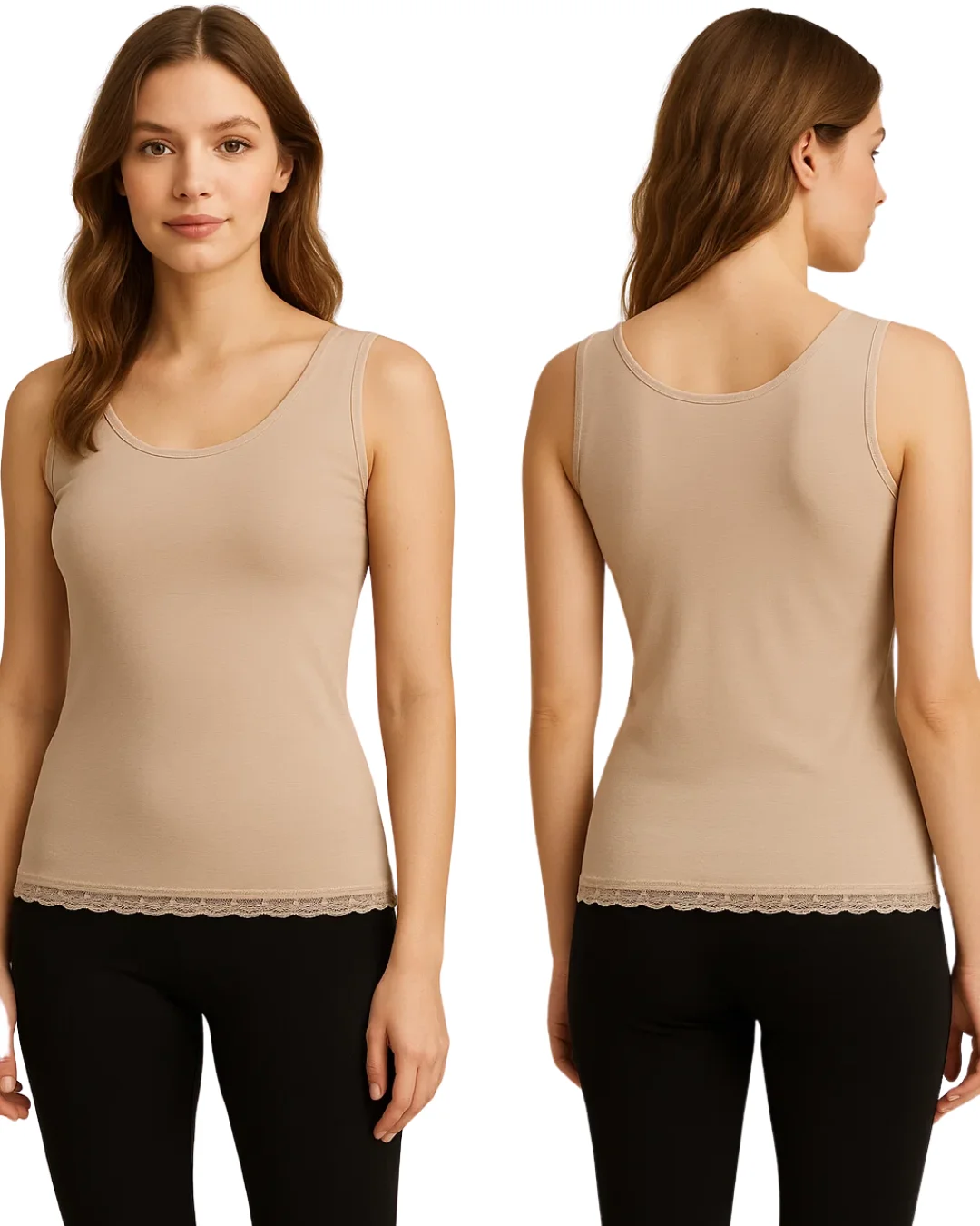 Soft Touch Stretch Cotton Camisole with Lace Hem