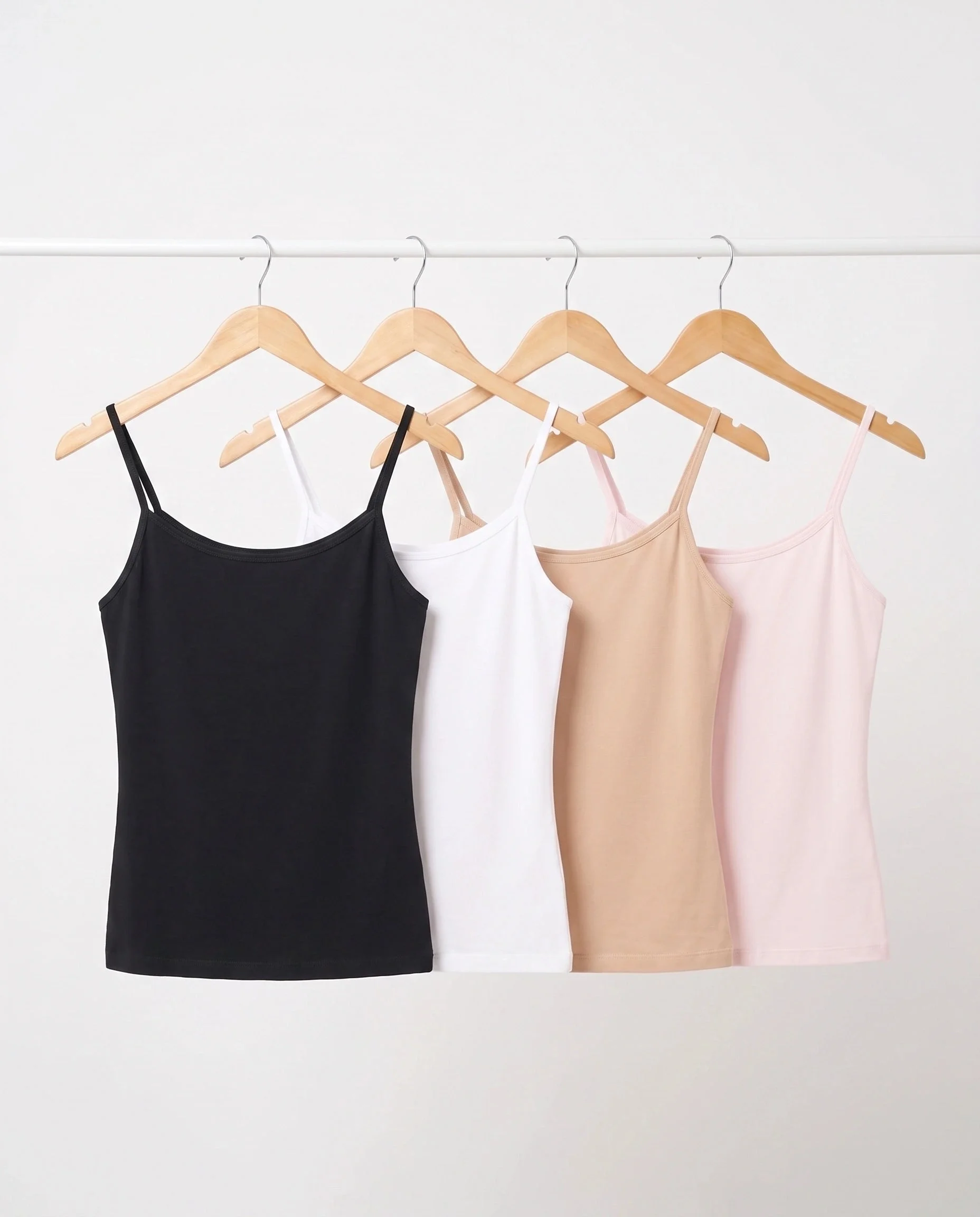 Soft Cotton Spaghetti Strap Camisoles - Pack of 4