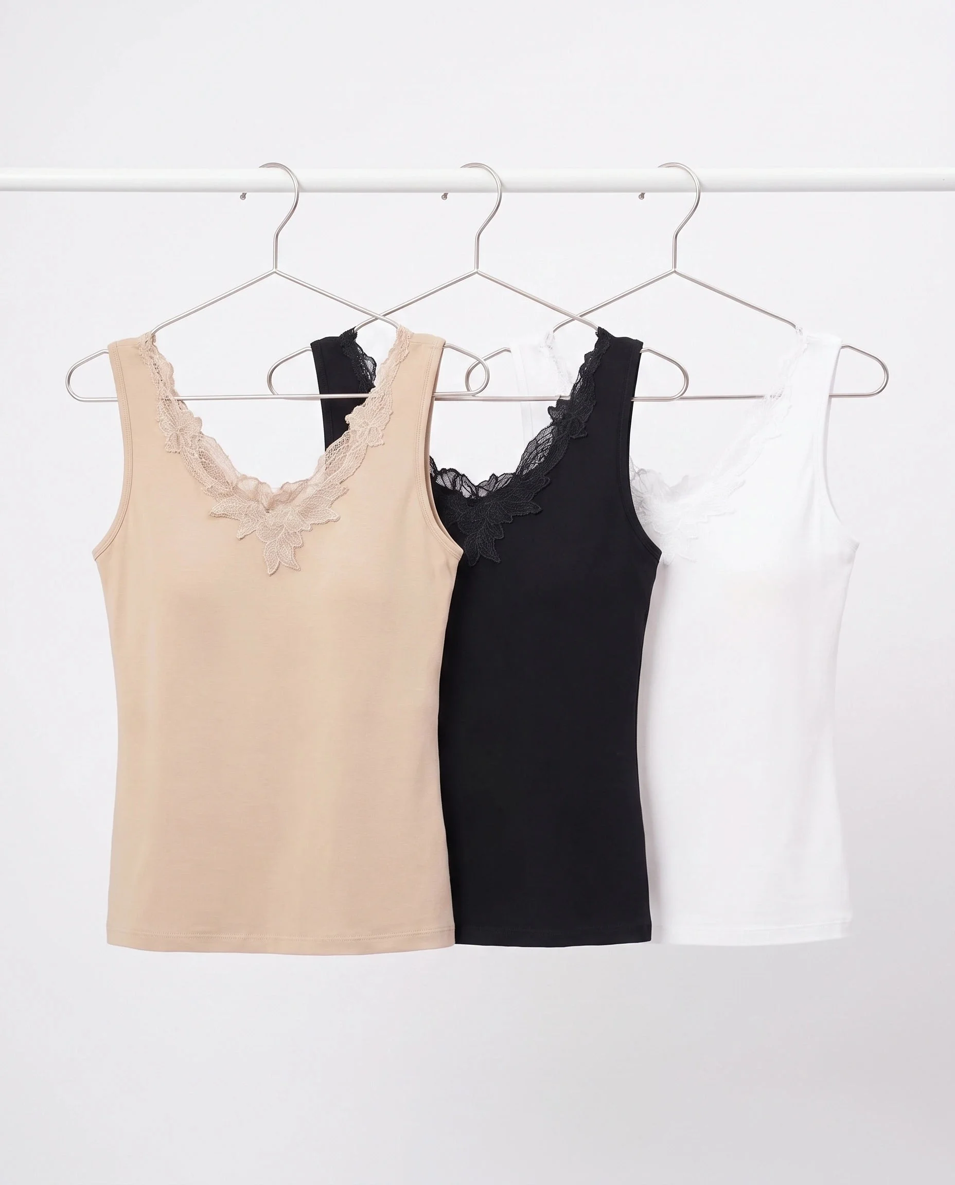 Embella Soft Cotton Embroidered Camisoles - Pack of 3