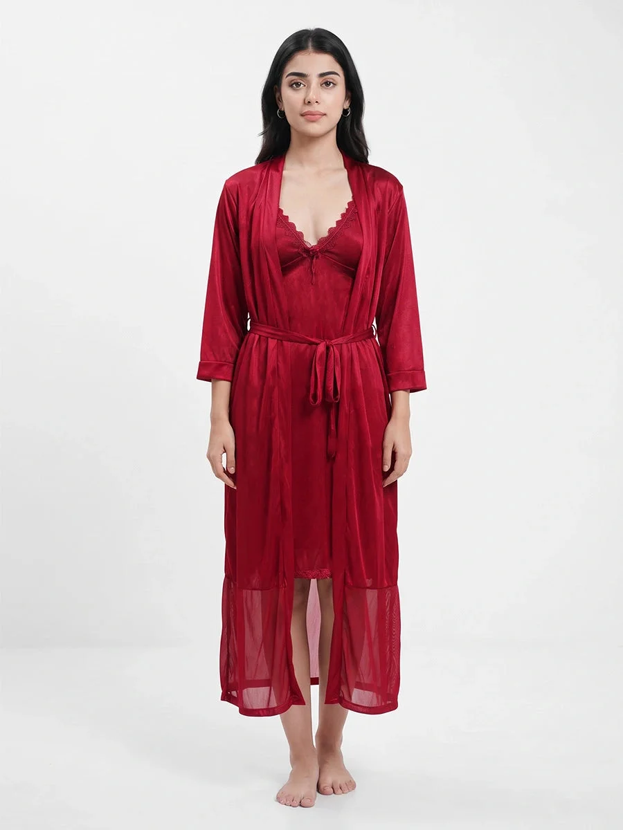 Gown Set - Sera Silk - Maroon