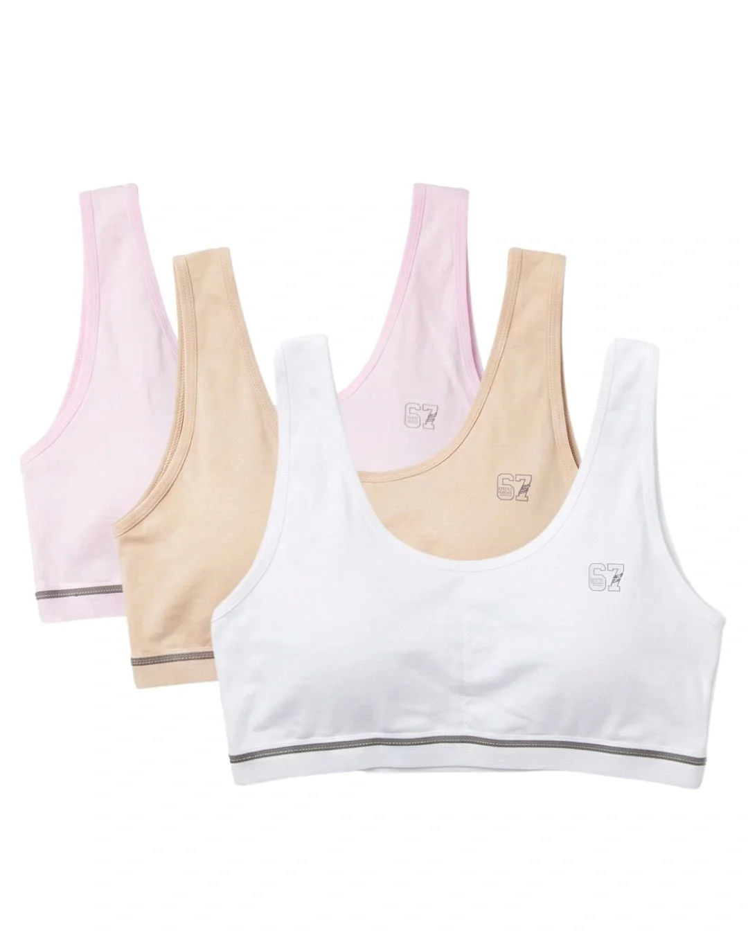 Pack of 3 Lightly Padded Teenage Bralettes, Free Size