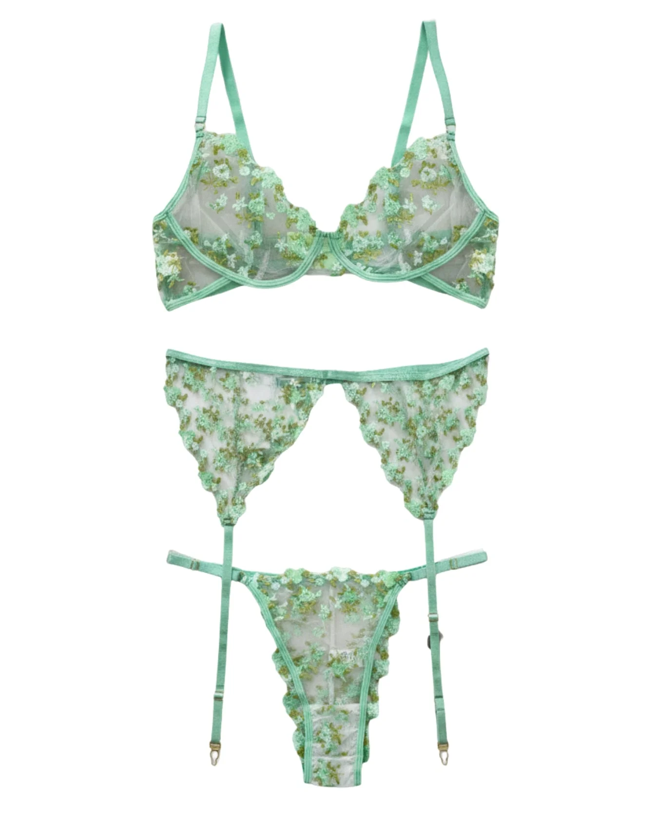 Garter Set - Blossom Muse - Green