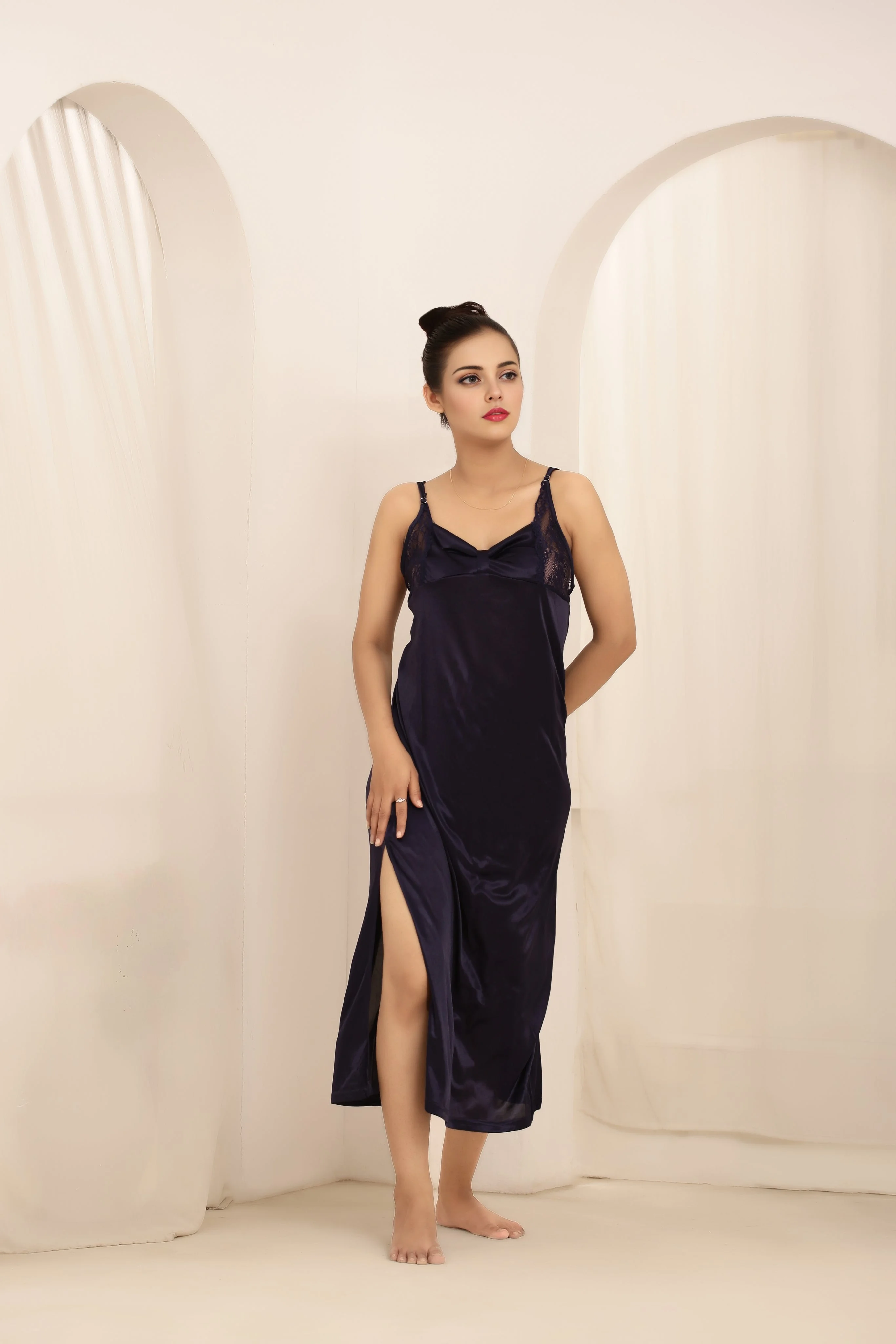 Gown Set - Liora Silk - Dark Blue
