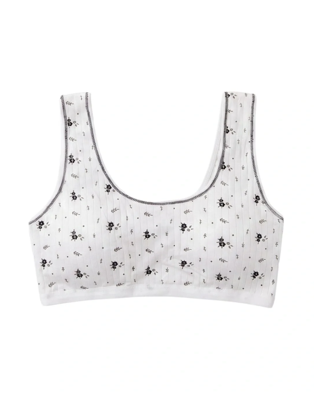 Soft Floral Padded Teenage Bra - Pack of 3, Free Size