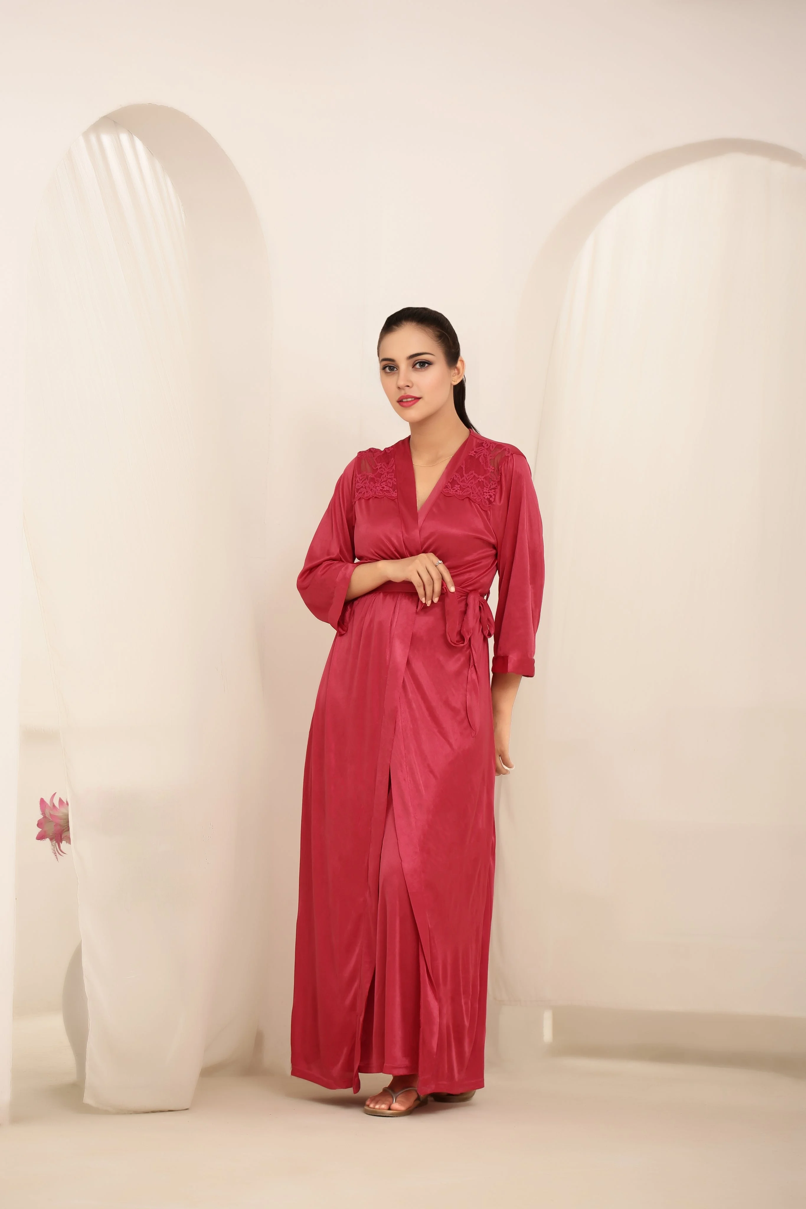 Gown Set - Orina Silk - Pink
