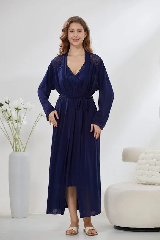 4-Piece Pure Silk Nightwear Set - Rosvian Blue