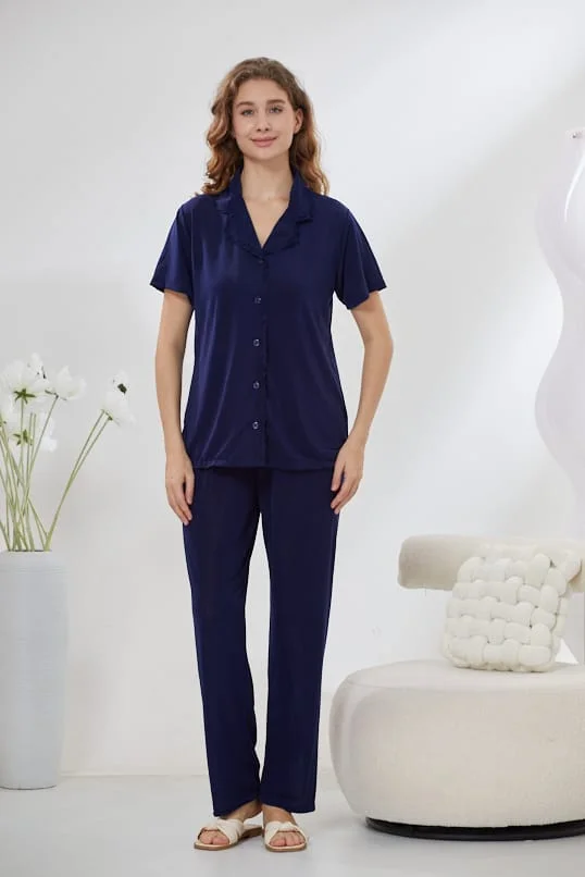 4-Piece Pure Silk Nightwear Set - Rosvian Blue