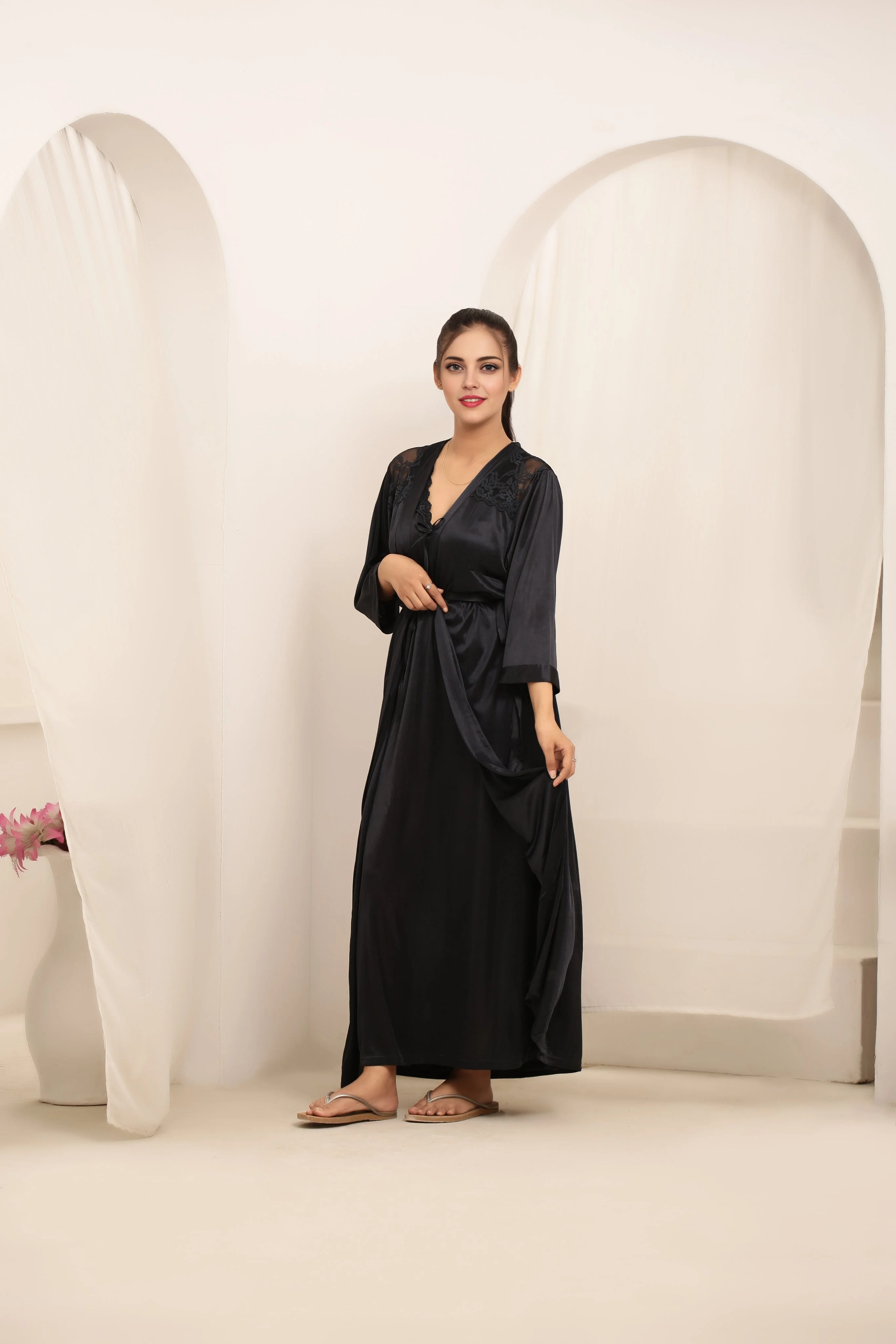 Gown Set - Orina Silk - Black