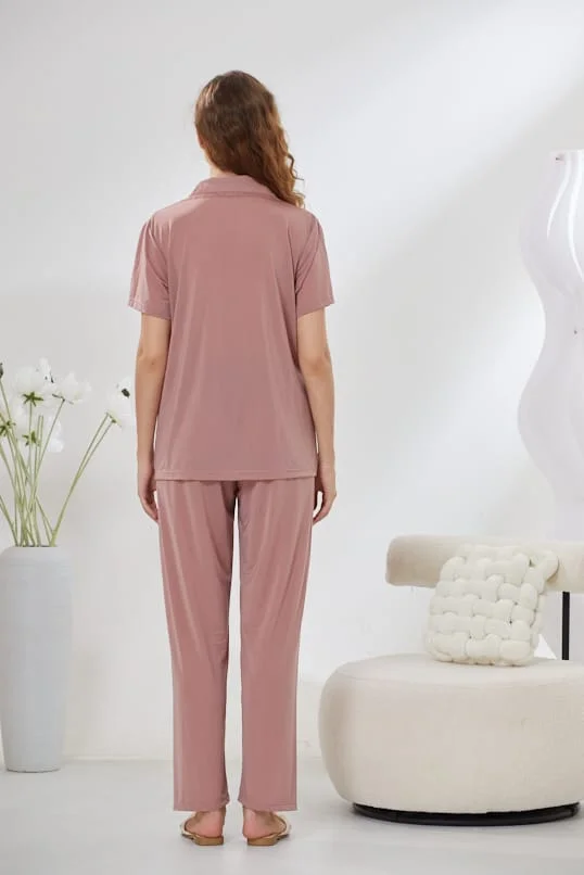 4-Piece Pure Silk Nightwear Set - Rosvian Pink