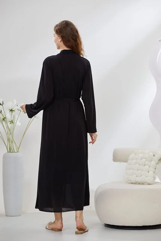 4-Piece Pure Silk Nightwear Set - Rosvian Black