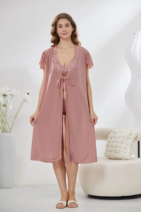 6-Piece Pure Silk Nightwear Set - Marvella Pink