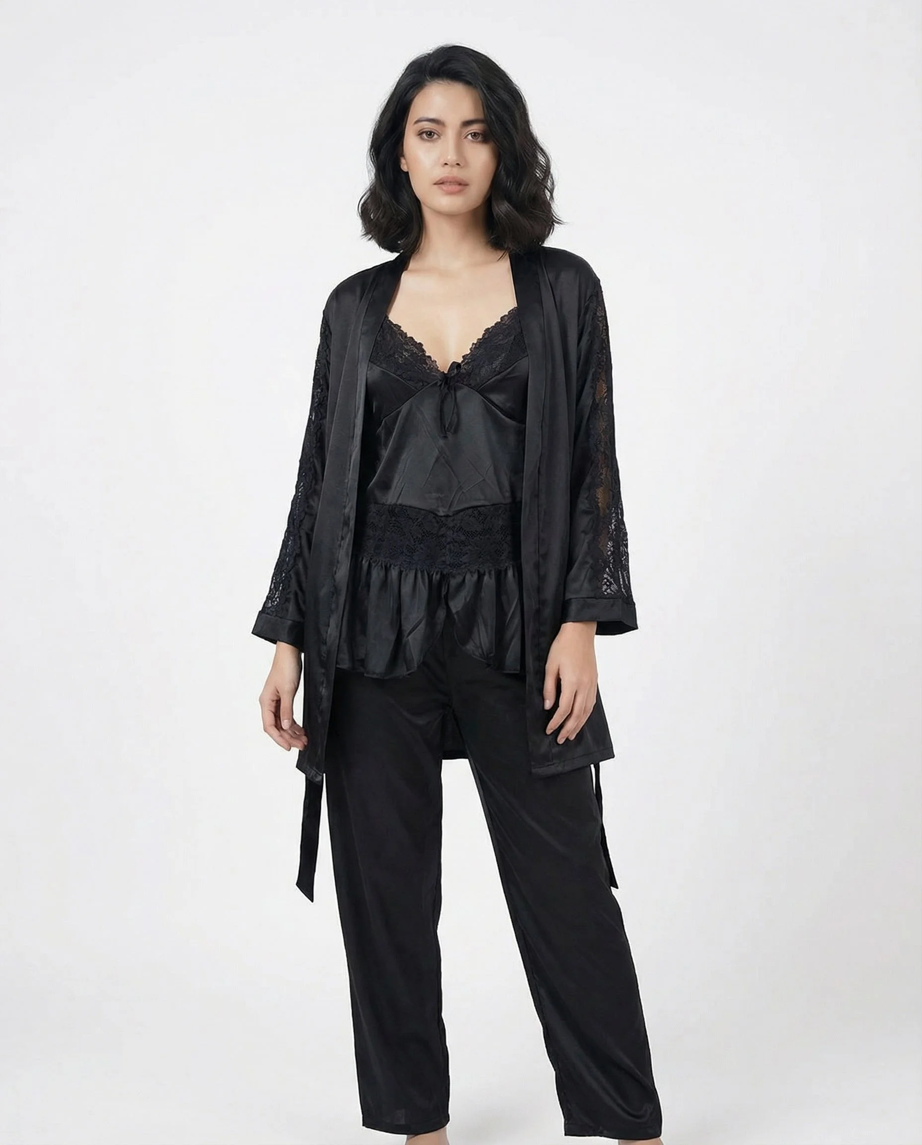 Gown Set - Silk Touch - Black