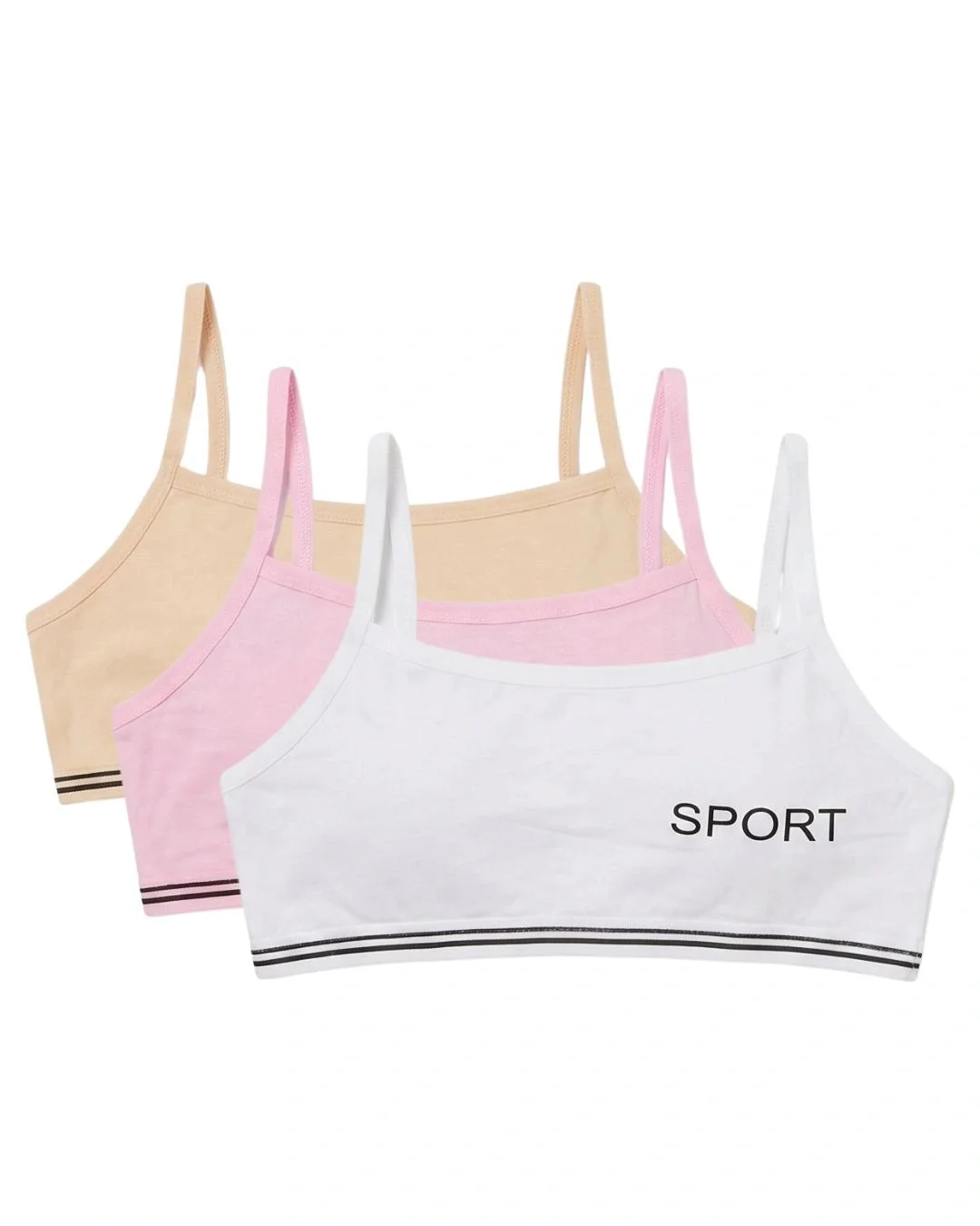 Pastella Cross-Back Teenage Sports Bra - Pack of 3