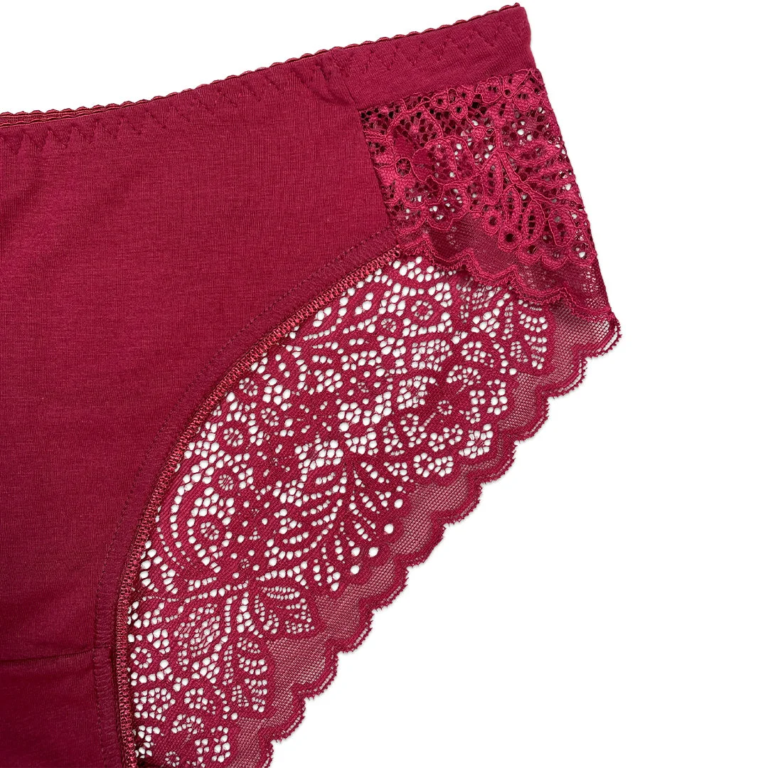 Lace Charm Cotton Brief Panties with Lace Sides - Pack of 3
