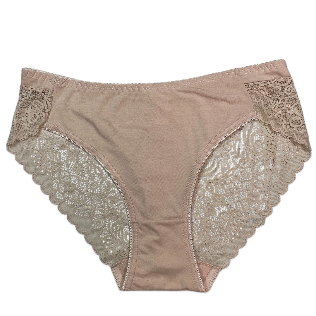 Lace Charm Cotton Brief Panties with Lace Sides - Pack of 3