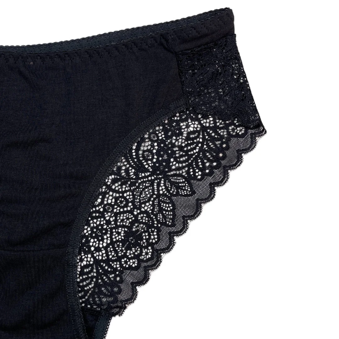 Lace Charm Cotton Brief Panties with Lace Sides - Pack of 3