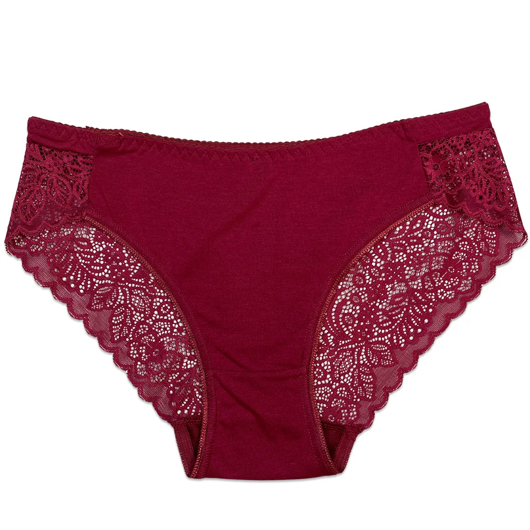 Lace Charm Cotton Brief Panties with Lace Sides - Pack of 3