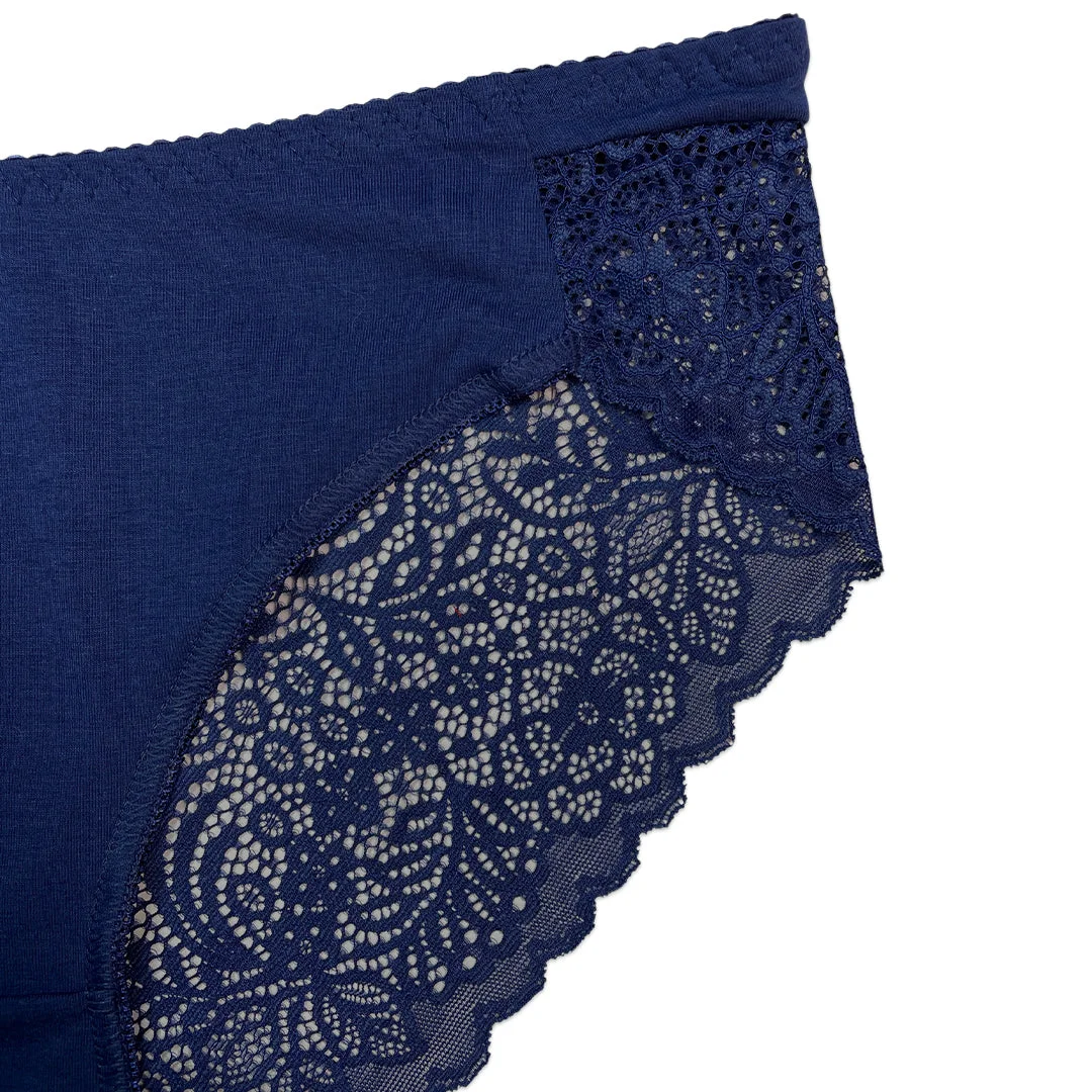 Lace Charm Cotton Brief Panties with Lace Sides - Pack of 3