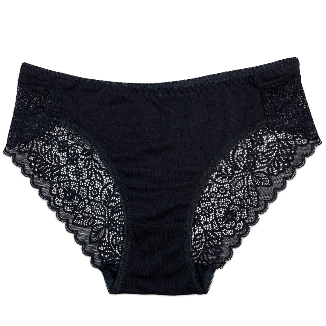 Lace Charm Cotton Brief Panties with Lace Sides - Pack of 3