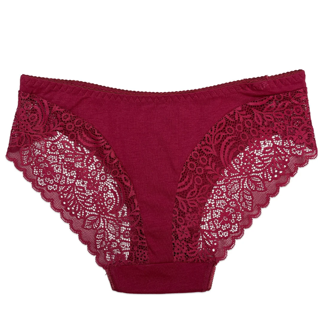Lace Charm Cotton Brief Panties with Lace Sides - Pack of 3