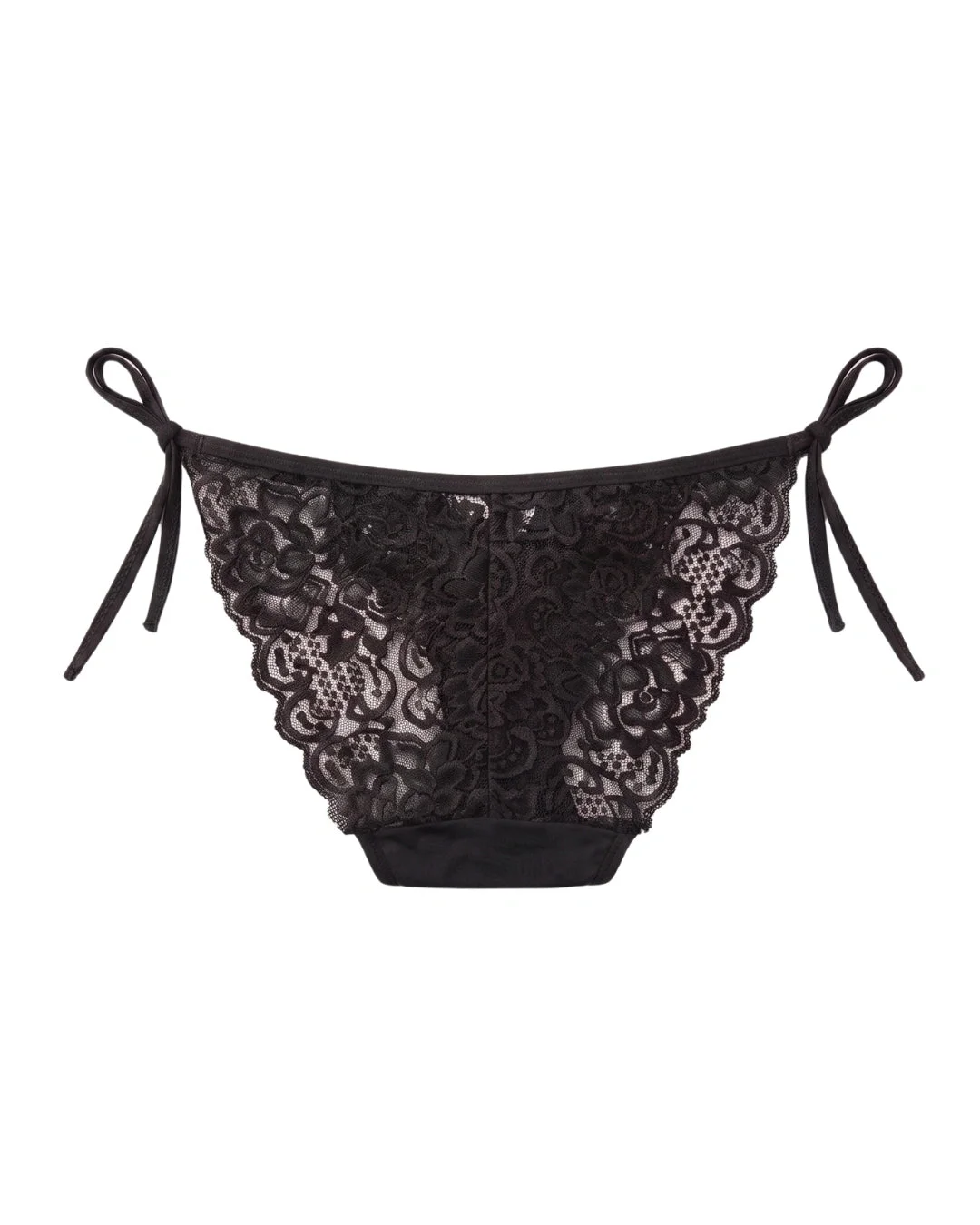 Butterfly Lace Tie-Side Bikini Panty - Black