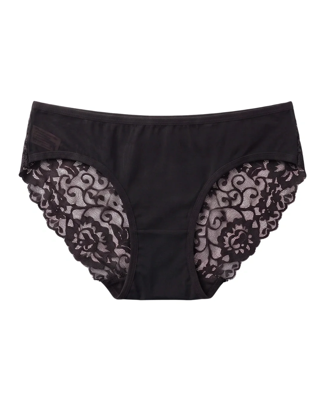 Cross Lace Sheer Mesh Brief Panty - Black