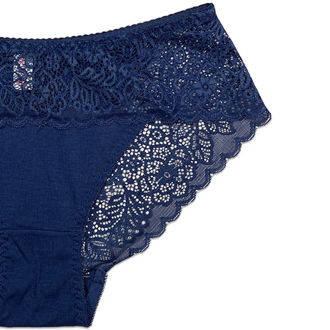 Lace Desire Cotton Briefs with Lace Waistband - Pack of 3