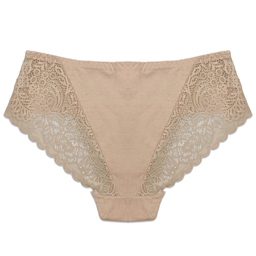 Lace Desire Cotton Briefs with Lace Waistband - Pack of 3