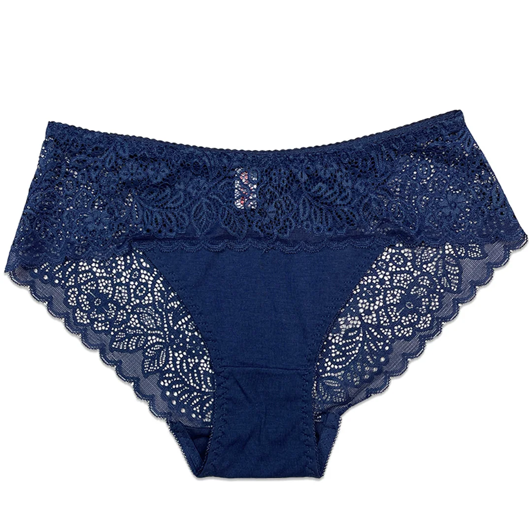 Lace Desire Cotton Briefs with Lace Waistband - Pack of 3