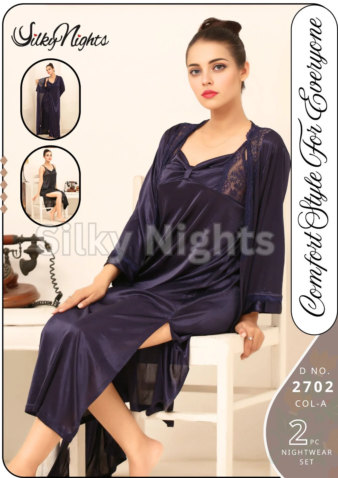 Silky Nights Luxe Satin 2-Piece Nightwear Set 2702